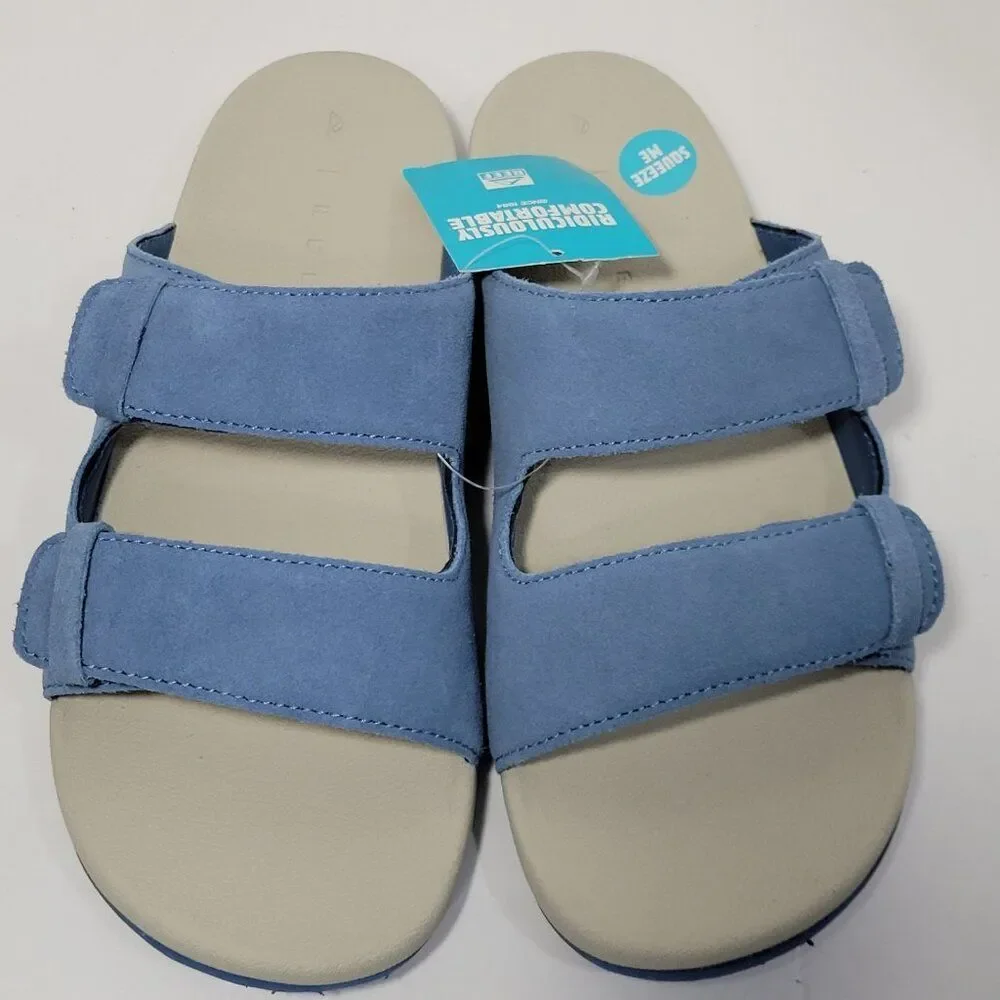 Reef Kids Ojai Slide Sandals Big Kid Size 6 Suede Leather Upper Dusk Blue Unisex